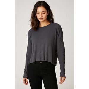 DYI Women's Long Sleeve Waffle Top Folkstone Heather Grey Size Medium